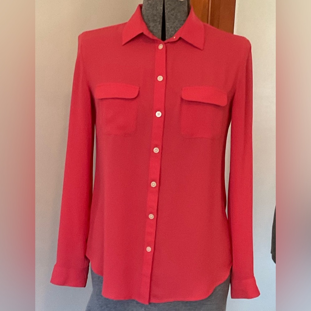 Anne Taylor Loft Lightweight Blouse With Convertible Sleeves